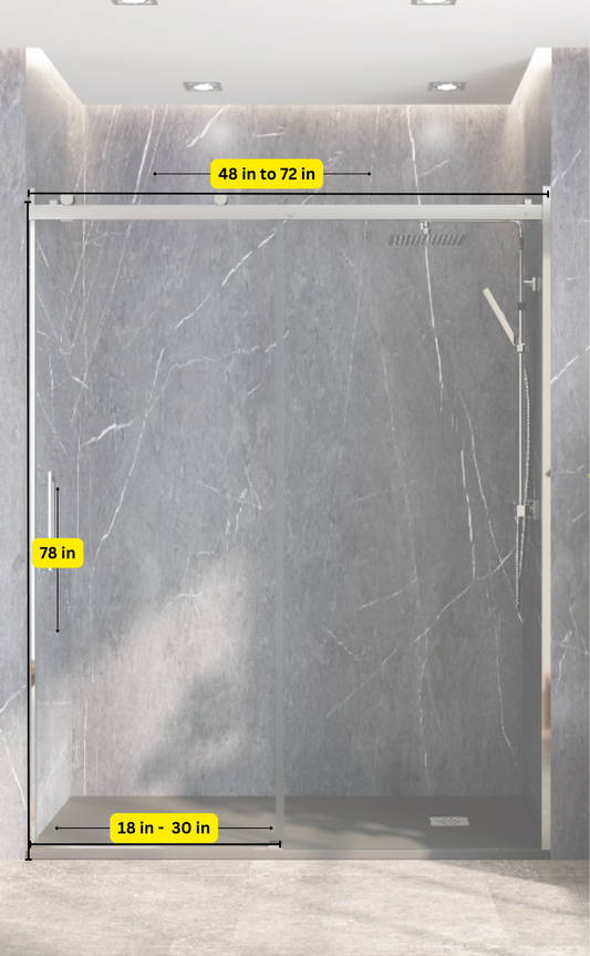 Standard Shower Sliding Glass Door - Chrome