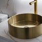 Zeek 14” Gold Round Vessel Bathroom Sink Stainless Steel PVD Nano Tech Coating ZN-G144