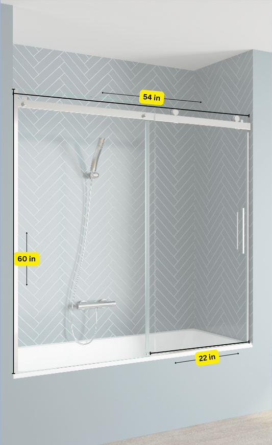 Standard Shower Sliding Glass Door - Chrome BathTub