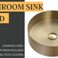 Zeek 14” Gold Round Vessel Bathroom Sink Stainless Steel PVD Nano Tech Coating ZN-G144