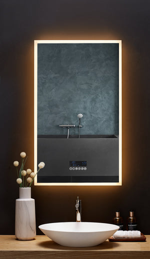 Immersion LED Lighted Bathroom Vanity Mirror with Bluetooth, Defogger, and Digital Display