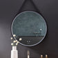 Sangle Round LED Mirror Black Framed Lighted Bathroom Vanity Mirror and Vegan Leather Strap