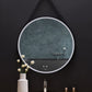 Sangle Round LED Mirror Black Framed Lighted Bathroom Vanity Mirror and Vegan Leather Strap