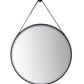 Sangle Round LED Mirror Black Framed Lighted Bathroom Vanity Mirror and Vegan Leather Strap