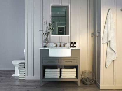 Hayley Bathroom Vanity with Sink and Carrara White Marble Top Cabinet Set