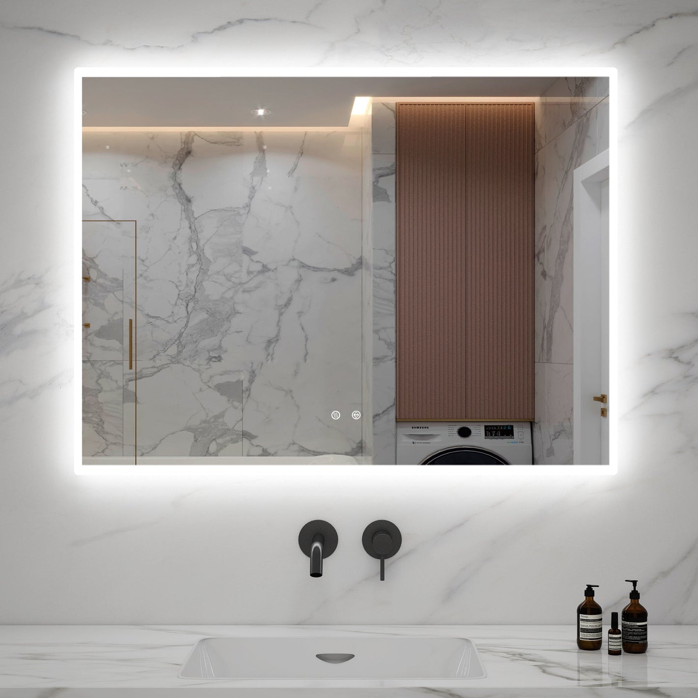 Zeek 48"x36" Backlit LED Rectangular Bathroom Wall Mirror MA4836