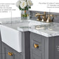 Adeline Bathroom Vanity with Farmhouse Sink and Carrara White Marble Top Cabinet Set