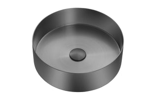 Zeek 14” Gunmetal Black Round Vessel Bathroom Sink Stainless Steel PVD Nano Tech Coating ZN-B144