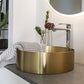 Zeek 14” Gold Round Vessel Bathroom Sink Stainless Steel PVD Nano Tech Coating ZN-G144